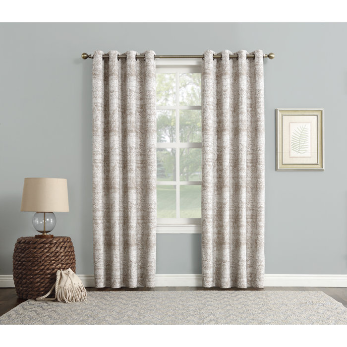 Ophelia & Co. Isham Distressed Global Blackout Lined Grommet Curtain